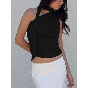 Women Sexy Y2k Tube Top Ruffle Frill Halter Neck Off Shoulder Backless 3DFlower Tank Crop Top Fairy Retro Streetwear