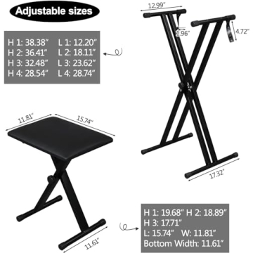 Adjustable Karl Home Double X Keyboard Stand and Bench