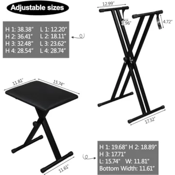 Adjustable Karl Home Double X Keyboard Stand and Bench