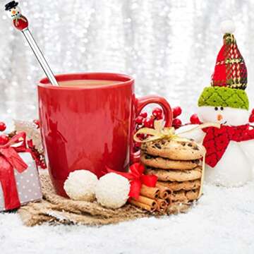 Sonny Brook Hams, 4 Pieces Christmas Glass Swizzle Stick Mixing Cocktail Whiskey Drink Stir Sticks F...