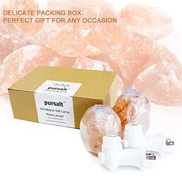 pursalt 2 Pack Himalayan Natural Salt Lamp Night Light Plug in, Certificated 360 Degree Rotatable Wall Plug with Extra 4 Replacement Bulbs for Bathroom Bedroom, Pink Crystal Rock Salt Hand Crafted