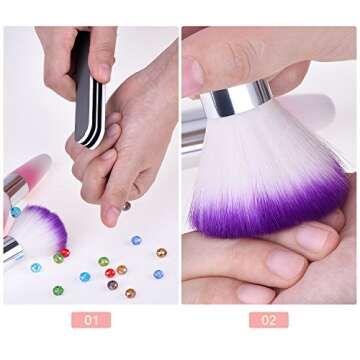 eBoot 2 Pieces Soft Nail Art Dust Remover Powder Brush Cleaner for Acrylic and Makeup Powder Blush B...