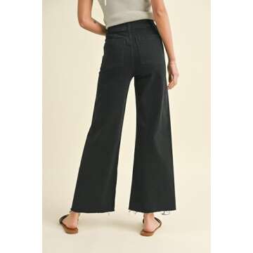 Miou Muse - Straight Wide Leg Denim Pants - MMP623 Black