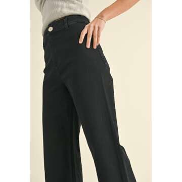 Stylish Miou Muse Wide Leg Denim Pants - MMP623 Black