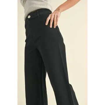 Stylish Miou Muse Wide Leg Denim Pants - MMP623 Black