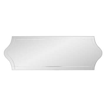 Howard Elliott Whitby Frameless Silver Scalloped Full Length Mirror for Wall, Elegant Champagne Finish Frameless Wall Hanging Mirror, Accent Vanity Mirror for Living Room & Entryway 60 x 20 inch