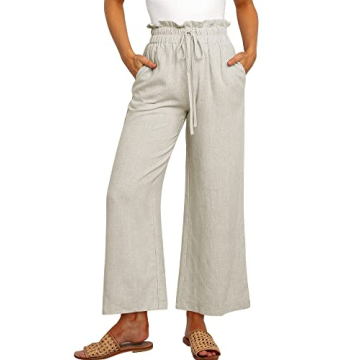 ANRABESS Women Linen High Waist Palazzo Pants for Summer