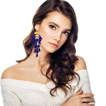 Stylish Sapphire Tassel Earrings for Trendy Women