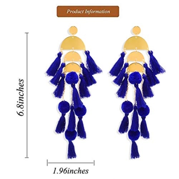 Stylish Sapphire Tassel Earrings for Trendy Women
