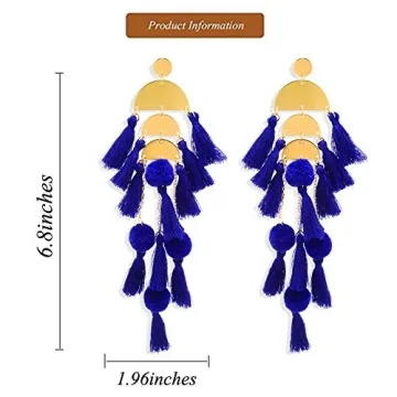 Stylish Sapphire Tassel Earrings for Trendy Women