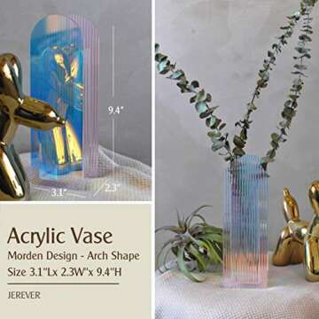 Acrylic Vase, Wedding Centerpieces, Home Decorations, Arch Shape Vase Modern Design (Iridescent)