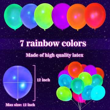 100 Pcs UV Neon Balloons ,Neon Glow Party Balloons UV Black Light Balloons Glow in the dark for Birt...
