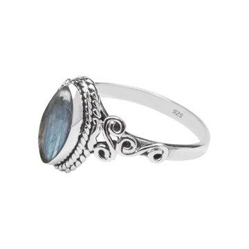 Rubicrafts 925 Sterling Silver Labradorite Ring Gift for Her