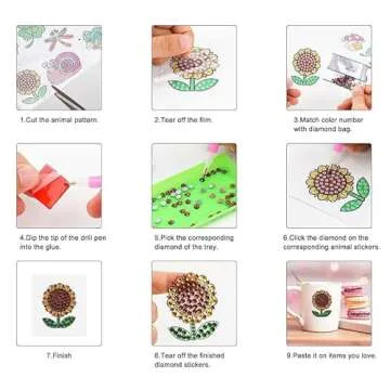 MEGZIHXN Diamond Art Stickers Kits for Kids,Plant Cactus Small Red Flower Green Grass Succulent Paint by Numbers Diamonds for Beginners, DIY 5D Diamond Art Mosaic Stickers