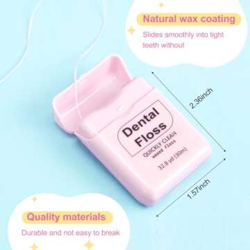 Baderke 6 Pack Dental Floss for Adults 30 M Waxed Oral Care Dental Floss for Family Pack Travel Teeth and Gum Protection Effective Plaque Removal, Shred Resistant, Slides Smoothly (Pink)