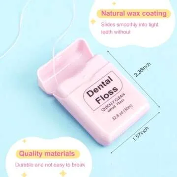 Baderke 6 Pack Dental Floss for Adults 30 M Waxed Oral Care Dental Floss for Family Pack Travel Teeth and Gum Protection Effective Plaque Removal, Shred Resistant, Slides Smoothly (Pink)