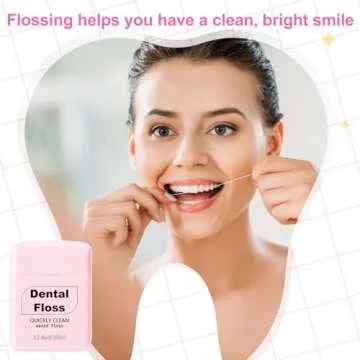 Baderke 6 Pack Dental Floss for Adults 30 M Waxed Oral Care Dental Floss for Family Pack Travel Teeth and Gum Protection Effective Plaque Removal, Shred Resistant, Slides Smoothly (Pink)