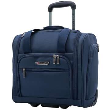 TPRC Smart Under Seat Carry-On Luggage with USB Charging Port, Navy Blue, Underseater 15-Inch