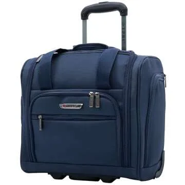 TPRC Smart Under Seat Carry-On Luggage with USB Charging Port, Navy Blue, Underseater 15-Inch