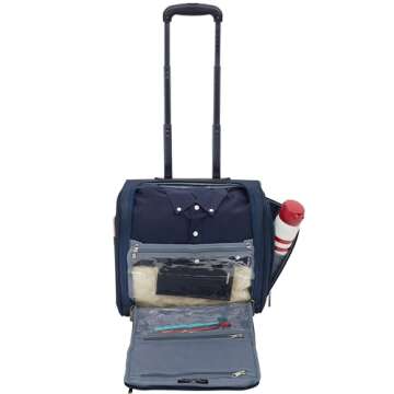 TPRC Smart Under Seat Carry-On Luggage with USB Charging Port, Navy Blue, Underseater 15-Inch