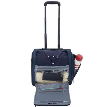 TPRC Smart Under Seat Carry-On Luggage with USB Charging Port, Navy Blue, Underseater 15-Inch