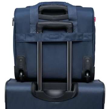 TPRC Smart Under Seat Carry-On Luggage with USB Charging Port, Navy Blue, Underseater 15-Inch