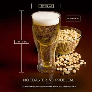 Final Touch Bottoms Up Double Wall Beer Glass - Perfect Gift for Beer Lovers