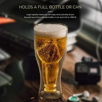 Final Touch Bottoms Up Double Wall Beer Glass - Perfect Gift for Beer Lovers