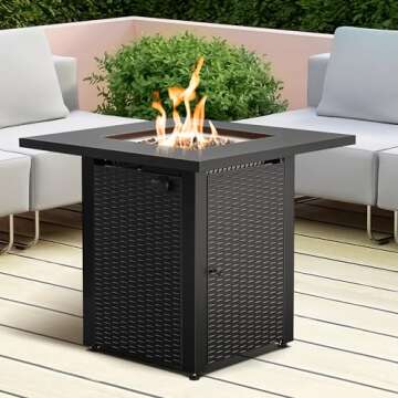 LEGACY HEATING Zeta 1 Propane Fire Pit Table, 50,000BTU Outdoor Gas Fire Pit, 2 in 1 Firepit Table w...