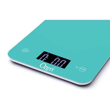 Ozeri Touch Professional Tempered Glass Digital Kitchen Scale, Teal Blue