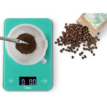 Ozeri Touch Professional Tempered Glass Digital Kitchen Scale, Teal Blue