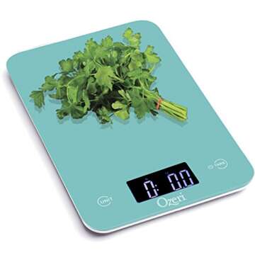 Ozeri Touch Professional Tempered Glass Digital Kitchen Scale, Teal Blue