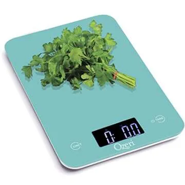 Ozeri Touch Professional Tempered Glass Digital Kitchen Scale, Teal Blue
