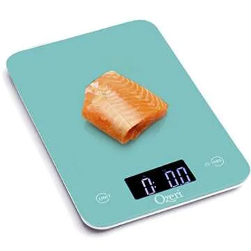 Ozeri Touch Professional Tempered Glass Digital Kitchen Scale, Teal Blue