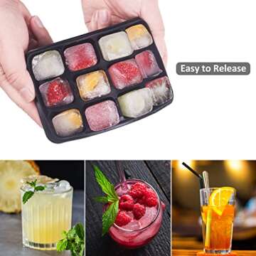 Silicone Ice Cube Trays with Lid for Freezer 3 Pack, Annaklin 12-Grid Easy Release Stackable Small I...