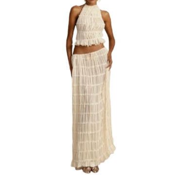 YISHATIER Women's Sheer Two-Piece Halter Set for Summer