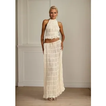 YISHATIER Women's Sheer Two-Piece Halter Set for Summer