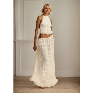 YISHATIER Women's Sheer Two-Piece Halter Set for Summer