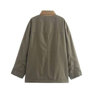 Yimoon Lightweight Jacket for Women Oversized Corduroy Lapel Collar Button Down Casual Jackets Outwe...