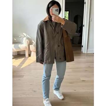 Yimoon Lightweight Jacket for Women Oversized Corduroy Lapel Collar Button Down Casual Jackets Outwear