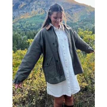 Yimoon Lightweight Jacket for Women Oversized Corduroy Lapel Collar Button Down Casual Jackets Outwear