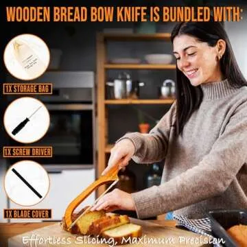 5StarMoon Bread Knife for Homemade Bread - 16" Wooden Bread Bow Knife, Sourdough Bread Knife & Bagel...