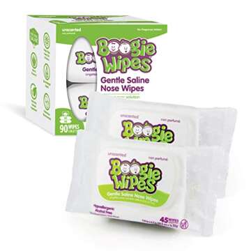 Saline Nose Wipes by Boogie, for Baby & Kids, Face, Hand & Body, FSA/HSA Eligible, Made with Vitamin...