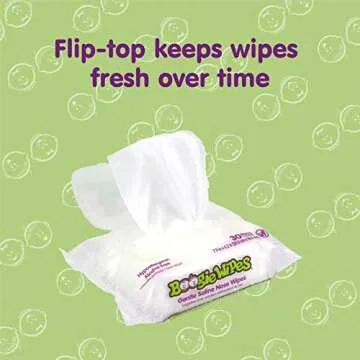 Saline Nose Wipes by Boogie, for Baby & Kids, Face, Hand & Body, FSA/HSA Eligible, Made with Vitamin E, Aloe, and Natural Saline, Unscented, 90 Count (Pack of 1)