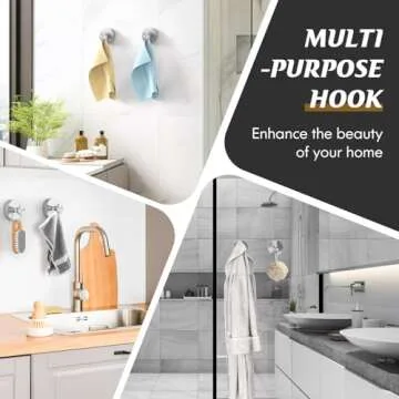 MOTAIPEAK Suction Cup Hooks for Shower,2Pcs Shower Hooks for Inside Shower,No Drill Towel Hooks for Bathroom Wall,Kitchen,Glass,Mirror,Tile to Hang Towels,Robes,Loofah-Silver