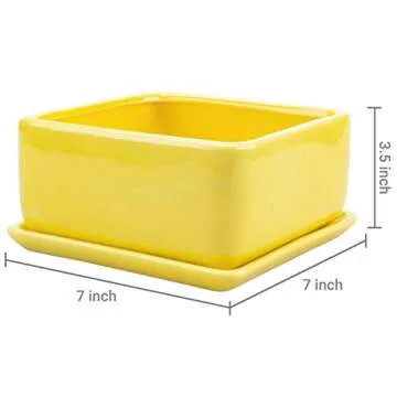 Modern Yellow Ceramic Square Indoor Planter for Cheerful Decor