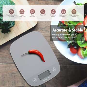 NUTRI FIT 11lbs Kitchen Food Scale Digital Weight Grams and Ounces for Weight Loss, Weighing Profess...