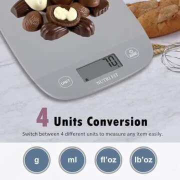 NUTRI FIT 11lbs Kitchen Food Scale Digital Weight Grams and Ounces for Weight Loss, Weighing Professional for Cooking,Baking and Keto, Batteries Included, Gray