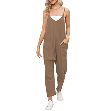 DEEP SELF Jumpsuit for Women, Wide-leg Summer Backless Comfy Maternity Rompers Overall with Pockets ...
