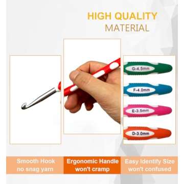 Latest Set of 27 PCS Ergonomic Crochet Hooks Set with Case Extra Long Soft Grip Handles Crochet Hook...